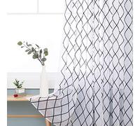 Deconovo Eyelet Faux Navy Blue Net Curtains Embroidery Diamond Voile Curtains Super Soft Semi Sheer Curtains 55 x 54 Drop Inch Navy Blue 1 Pair