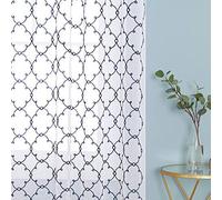 Deconovo Eyelet Faux Navy Blue Net Curtains Embroidery Diamond Voile Curtains Super Soft Semi Sheer Curtains 55 x 70 Drop Inch Navy Blue 1 Pair