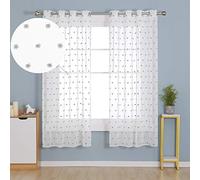 Deconovo Eyelet Net Curtains Jacqued Clouds Voile Curtains Semi Transparent Kis Voile Curtains 55 x 72 Drop Inch Grey 2 Panels