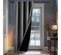 Deconovo Eyelet Thermal Curtain for Door, Cold Resistant Blackout Curtain with Thick Microfiber Quilted Lining 2 Layers, Noise Reducing Curtain for Bedroom, 52 x 84 Inch, Dark Grey, 1 Panel