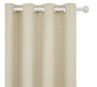 Deconovo Faux Linen Full Blackout Eyelet Thermal Insulated Curtains, Light Blocking, Solid Natural Curtains for Bedroom, W52 x L72 Inch Beige Linen One Pair