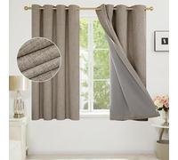 Deconovo Faux Linen Thick Full Blackout Curtains with Coating, Energy Saving Eyelet Thermal Curtains for Kids room, 46 x 54 Inch(Width x Length), Linen, One Pair