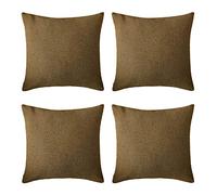 Deconovo Faux Linen Throw Pillow Covers Pillow Case Cushion Cover with Invisible Zipper for Couch 18 x 18 Inch Brown Set Of 4 No Pillow Insert