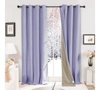 Deconovo Faux Linen Total Blackout Curtains Eyelet Thermal Insulated Curtains for Baby Nursery W52 x L63 Purple One Pair