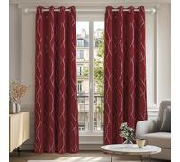 Deconovo Foil Dotted Line Printed Eyelet Curtains Blackout Curtains Thermal Insulated Curtains for Girls Bedroom Red W55 xL96 One Pair