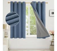 Deconovo Full Blackout Curtains, Energy Saving Faux Linen with Coating, Full Light Blocking Eyelet Curtains for Nursery, 46 x 54 Inch(Width x Length), Blue, One Pair