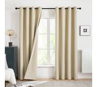 Deconovo Full Blackout Curtains for Bedroom Double-Sided Soft Microfiber Noise Reduction OEKO-TEX Certified Thermal Eyelet Curtains for Living Room & Kids' Room Khaki 132x214cm 2 Panels