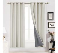 Deconovo Full Blackout Curtains Thermal Insulated Energy Efficiency Eyelet Bedroom Blackout Curtains with Coating Back Layer 52 x 72 Inch Greyish White 1 Pair