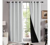 Deconovo Full Light Blocking Eyelet Blackout Curtains with Lining, Modern Noise Protection Double Layer Curtains for Bedroom, 55 x 70 Inch(W x L), White, 1 Pair