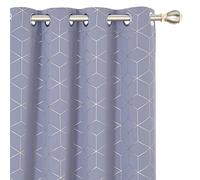 Deconovo Functional Noise Reduction Curtains, Eyelet Curtains, Gold Diamond Printed Blackout Curtains for Kitchen, 52 x 45 Inch(Width x Length), Light Purple, One Pair