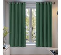 Deconovo Green Curtains Thermal Insulated Eyelet Blackout Curtains for Bedroom 66 x 54 Inch Forest Green Two Panels