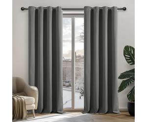 Deconovo Grey Blackout Curtains Thermal Bedroom Curtains 52"x 63" 1 Pair