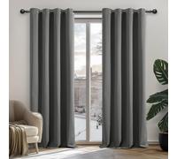 Deconovo Grey Blackout Curtains Thermal Bedroom Curtains 52"x 63" 1 Pair | Grey Curtains for Living Room,Heat Blocking Eyelet Curtains,Thermal Curtains,Energy Efficient,OEKO,Decor-Versatile,Windproof