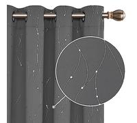 Deconovo Grey Curtains, Dotted Line Foil Printed Thermal Insulated Blackout Curtains, Window Treatment Eyelet Curtains for Bedroom, 46 x 54 Inch(Width x Length), Grey, 2 Panels