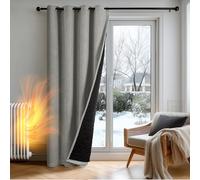 Deconovo Grey Thermal Door Curtain for Winter, 2-Layers 52 x 84 Inch Blackout Curtain with Thick Microfiber Lining, Windproof and Noise Reducing Panel for Windows, 1 Panel
