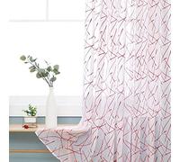 Deconovo Home Decoration Linen Look Voile Curtains Super Soft Semi Transparent Sheer Curtains Eyelets Net Curtains for Kitchen 55 x 54 Inch Orange Two Panels