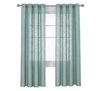 Deconovo Home Decoration Solid Faux Linen Curtains Drapes Eyelet Curtains Room Darkening Curtains, Green, W55 x L110, 2 Panels