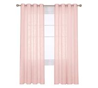 Deconovo Home Decoration Solid Faux Linen Curtains Drapes Eyelet Curtains Room Darkening Curtains, Pink, W55 x L110, 2 Panels