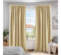 Deconovo Home Decoration Thermal Insulated Blackout Curtains Beige Curtains Pencil Pleat Drapes for Bedroom 90 x 90 Inch Biscotti Beige 2 Panels