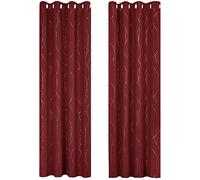 Deconovo Home Decoration Thermal Insulated Curtains Eyelet Curtains Dot Line Foil Printed Blackout Curtains for Bedroom Red W55 x L95 One Pair