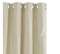 Deconovo Home Decoration Wave Line Foil Printed Blackout Curtains Energy Saving Thermal Insulated Eyelet Room Darkening Curtains for Doors 52 x 90 Inch Beige Two Panels