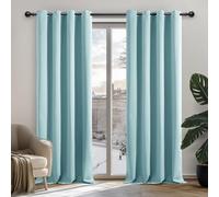 Deconovo Home Decoration Window Treatment Ring Top Blackout Curtains Eyelet Curtains for Kids Bedroom Sky Blue 52"x 54" 1 PAIR