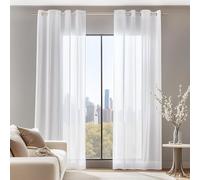 Deconovo Home Decorations Semi Transparent Net Curtains, Voile Panels Eyelet Curtains, Sheer Curtains for Window, 55 x 69 Inch(Width x Length), White, 2 Panels