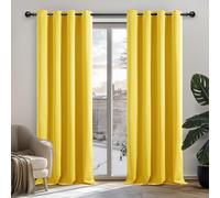 Deconovo Home Decorative Blackout Curtains Thermal Insualted Eyelet Curtains for Nursery Mellow Yellow 42 x 90 Inch 2 Panels