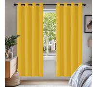 Deconovo Home Decorative Blackout Curtains Thermal Insulated Curtains Energy Saving Eyelet Curtains for Living Room Mellow Yellow W55 x L69 One Pair
