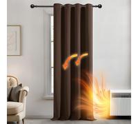 Deconovo Home Decorative Solid Blackout Curtain Thermal Insulated Curtain Ring Top Curtain for Kids 140x260 cm Brown 1 Panel