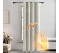 Deconovo Home Decorative Solid Light Beige Curtain Eyelet Blackout Curtain Thermal Insulated Curtain for Living Room W55 x L70 Inch Light Beige 1 Panel