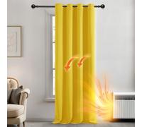 Deconovo Home Decorative Solid Thermal Insulated Blackout Curtain Energy Saving Ring Top Curtain for Girls Bedroom 52"x 72" Mellow Yellow 1 PANEL