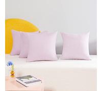 Deconovo Home Decorative Square Cushion Covers, Faux Linen Throw Pillow Cases for Bedroom with Invisible Zipper, 18 x 18 Inch, set of 4, Baby Pink