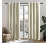 Deconovo Home Decorative Super Soft Ring Top Room Darkening Curtains Eyelet Window Curtains for Boys Room 52"x 54" Light Beige 1 PAIR
