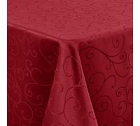 Deconovo Jacquard Christmas Table Cloth Wipe Clean Rectangular 137x200cm Water Resistant Wipeable Tablecloth for Wedding Party 6ft Table Red