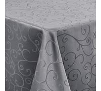 Deconovo Jacquard Grey Table Cloth Wipe Clean Rectangular Water Resistant Jacquard Wipeable Tablecloth for 6ft Garden Dining Table 54x79Inch(137x200cm)