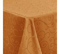 Deconovo Jacquard Wipe Clean Tablecloth Halloween Water Resistant Outdoor Table Cloth for Coffee Dining Trestle Table 52x90in(132x229cm) Golden Brown