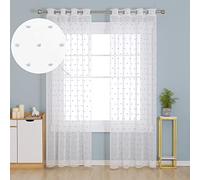 Deconovo Kid Voile Curtains with Clouds Jacquard Pattern Net Curtains Faux Linen Smei Transparent Sheer Curtains Eyelet Blackout Curtains 55 x 90 Drop Inch Blue 2 Panels