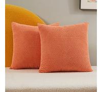 Deconovo Large Cushion Covers 60cm x 60cm, Soft Corduroy Granule Fabric Throw Pillow Covers for Sofa Chair Couch with Invisible Zipper, Brick Red, 24x24 Inch, Set of 2