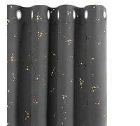 Deconovo Light Grey Curtains, Eyelet Blackout Curtains, Gold Constellation Printed Thermal Insulated Curtains for Kids Bedroom, 66 x 54 Inch(Width x Length), 2 panels