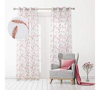 Deconovo Linen Effect Embroidered Sheer Curtains Wheat Ears Eyelets Voile Curtains Semi Transaprent Curtains for Doors 55 x 94 Inch Orange Two Panels