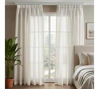 Deconovo Linen Look Net Curtains Home Decorations Semi Transparent Pencil Pleat Curtains Voile Sheer Panels for Bedroom Window, W55 x L54 Inch, Linen, 1 Pair