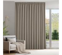 Deconovo Long Blackout Curtain Solid Pencil Pleat Curtains Thermal Insulated Room Divider Door Drapes for Livingroom 118 x 87 Inch Taupe 1 Panel