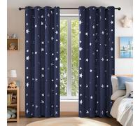 Deconovo Navy Blue Curtains for Living Room Super Soft Thermal Insulated Star Foil Printed Eyelet Blackout Curtains 46 x 54 Inch 2 Panels
