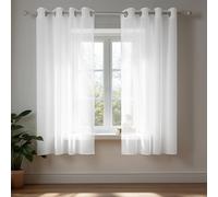 Deconovo Net Curtains 54 Inch 2 Panels, Window Treatment Semi Transparent Sheer Curtains Small Window, Window Voile Curtains for Kitchen, 55 x 54 Inch(Width x Length), White