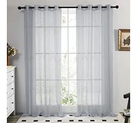 Deconovo Net Curtains 54 Inch Drop, Semi Transparent Sheer Panels, Voile Curtains for Kitchen Small Window, 55 x 54 Inch(Width x Length), Grey, 2 Panels