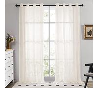 Deconovo Net Curtains 72 Drop, Eyelet Semi Transparent Sheer Panels, Voile Curtains for Windows, 55 x 72 Inch(Width x Length), Beige, 2 Panels