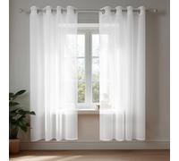 Deconovo Net Curtains 72 Inch Drop, Semi Transparent Eyelet Sheer Curtains, Voile Curtains for Bedroom, 55 x 72 Inch(Width x Length), White, 2 Panels