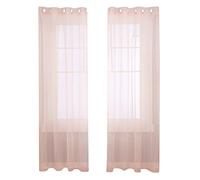 Deconovo Net Curtains for Windows, Semi Transparent Eyelet Voile Curtains for Living Room, Window Bedroom Sheer Panels, 55 x 114 Inch(Width x Length), Pink, 1 Pair