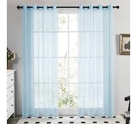 Deconovo Net Curtains for Windows, Semi Transparent Eyelet Voile Curtains for Living Room, Window Bedroom Sheer Panels, 55 x 102 Inch(Width x Length), Sky Blue, 1 Pair